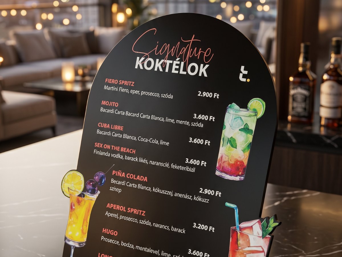 Fekete asztali akril tábla